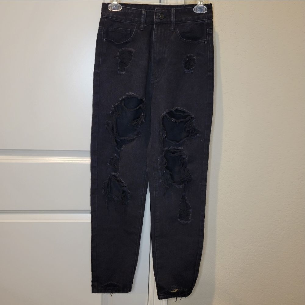 MISSGUIDEDRiot High Rise Ripped Mom petite Jeans. - Picture 12 of 13
